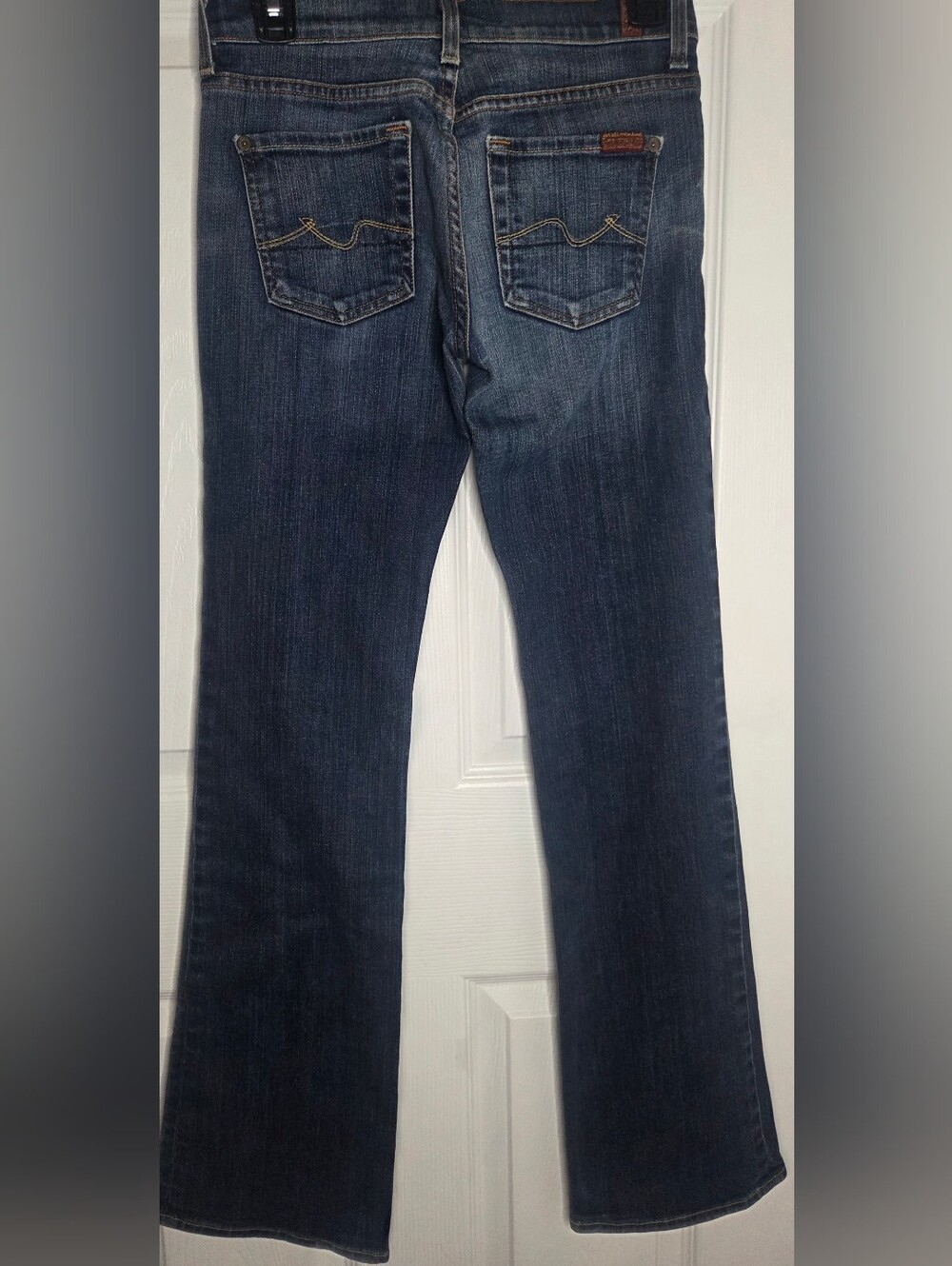 7 For All Mankind Boy Cut Jeans Dark Wash Stretch Straight Leg Premium Denim - Picture 3 of 15